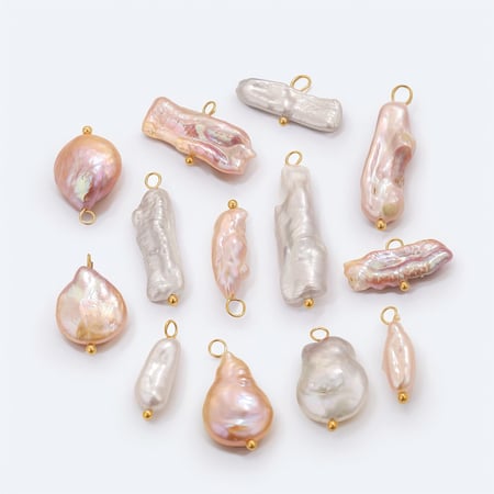 Colgantes geométricos de acero inoxidable con perlas de agua dulce glamurosas para mujer 2