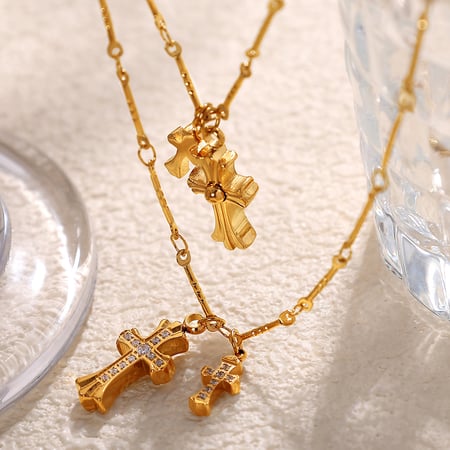 Cross Titanium Steel Gold Color Pendant Necklaces 2