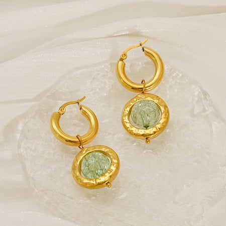 Stainless Steel Gold Color Drop Earrings 2