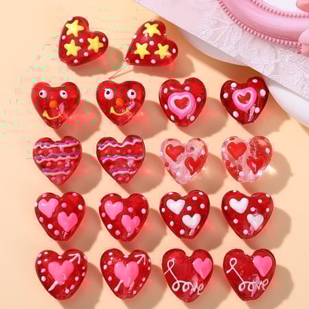 Sweet Red Elegant Heart Glass DIY Jewelry Beads 2