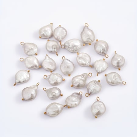 Colgantes geométricos de acero inoxidable con perlas de agua dulce glamurosas para mujer