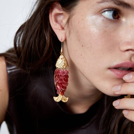 Luxurious Retro Alloy Fish Shell Drop Earrings