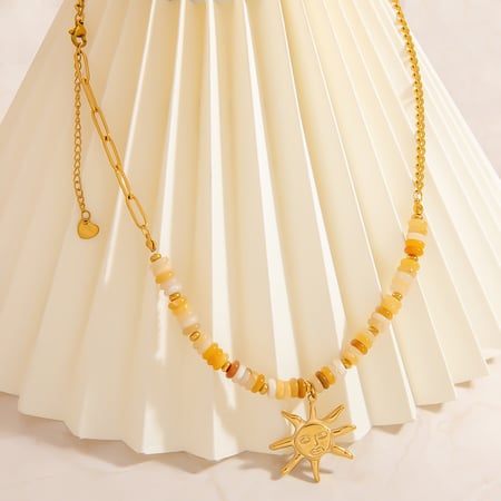Light - luxury Simple Natural Stone Stainless Steel Women's Necklace 2