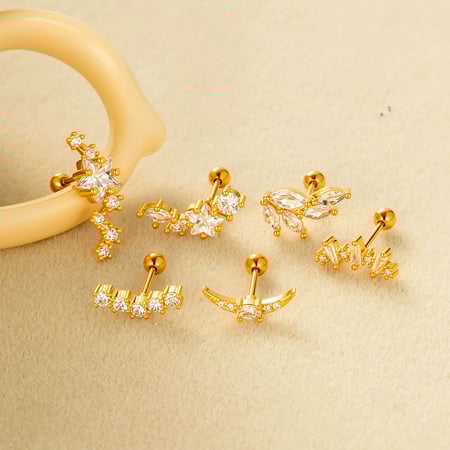 1 Stück Stern Kupfer Gold Farbe Piercings Ohrringe 2