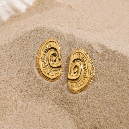 Stainless Steel  Gold Color Stud Earrings 2