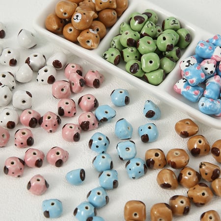 1 Piece Cute Dog Ceramics DIY Jewelry Bead 2
