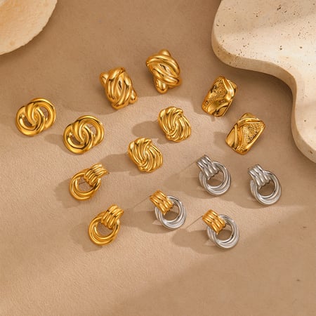 1 Pair Simple Series Elegant Geometric Stainless Steel   Gold Color  Women's Stud Earrings 2