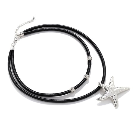 PU Rope Alloy Starfish Pendant Necklaces