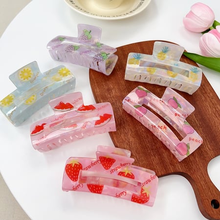 Fruit Themed Cartoon Pattern Acrylic Women's Hair Claws 2