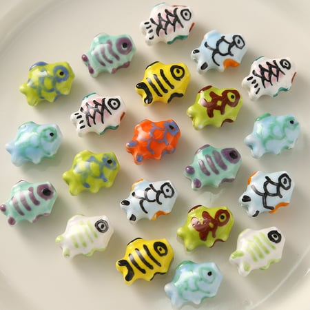 1 pièce de perle en céramique en forme de poisson pour bijoux à faire soi-même 2