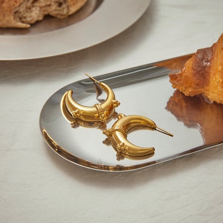 Creolen Retro Moon Edelstahl Goldfarben 2