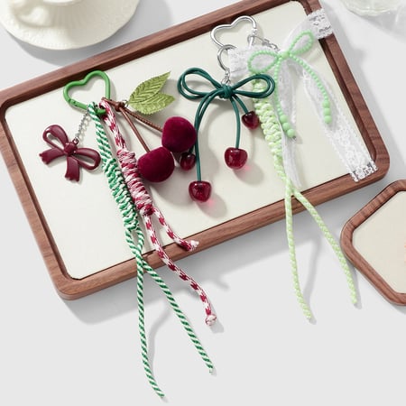 Sweet Bow Knot Cherry Bag Charms 2