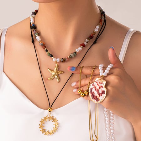 Vacation Series Starfish Stainless Steel Women's Necklaces 2