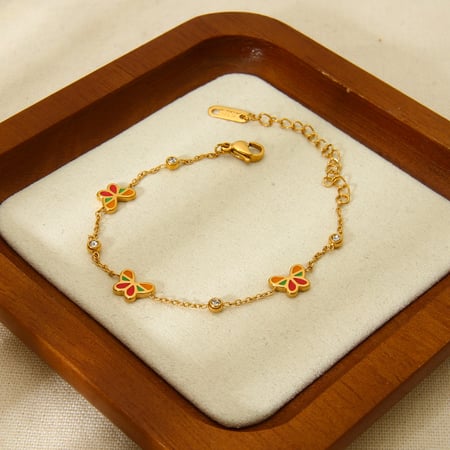 Pulseras de acero inoxidable con mariposas coloridas y de moda para mujer
