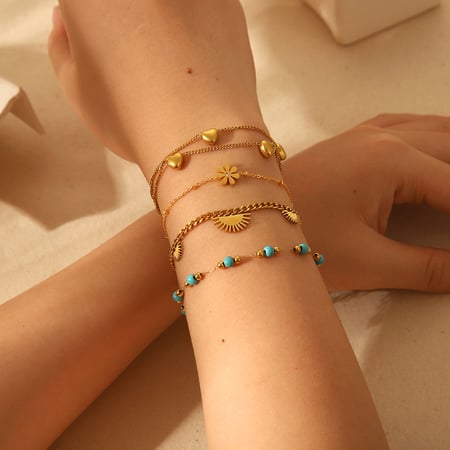 Simple Series Daily Heart Stainless Steel   Gold Color Bracelets 2