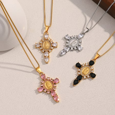Luxurious Series Classic Cross Stainless Steel Women's Pendant Necklaces