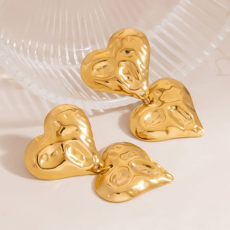 1 Paar romantische Serie Sweet Heart Edelstahl Gold Farbe Damen Tropfen Ohrringe