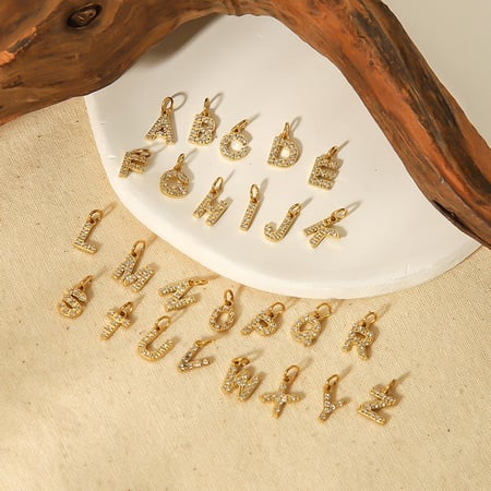 1 Paar Simple Series Daily Letter Edelstahl Gold Farbe Zirkon Unisex Anhänger 2