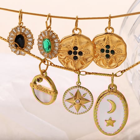 Retro Sun&Moon Stainless Steel Gold Color Pendants