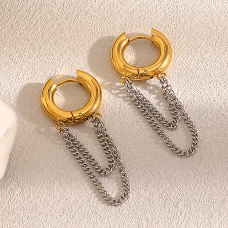 Simple Series Simple Tassel Stainless Steel Women's Hoop Earrings 2
