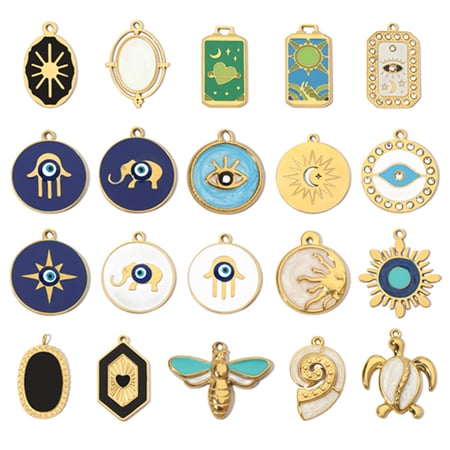 Eye Pattern Stainless Steel Gold Color Pendants 2