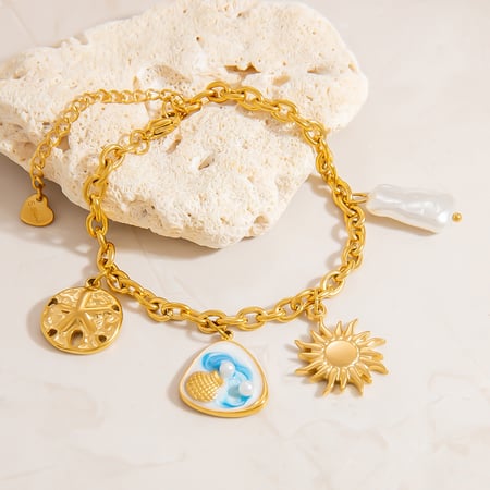 Simple Shell Stainless Steel Gold Color Artificial Pearl Women's Charm Bracelets