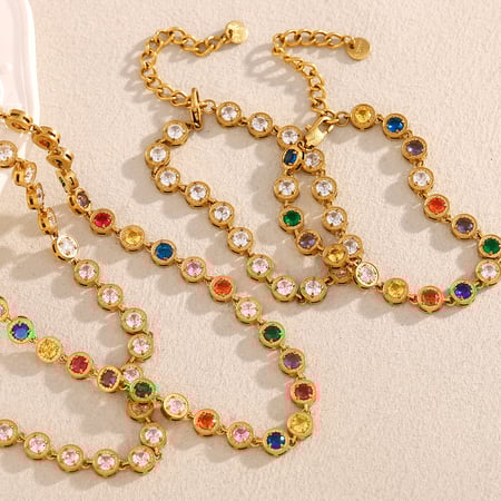 Luxury Series Gem Adorned Stainless Steel Women's Necklaces 2