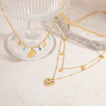 Vacation Shell Stainless Steel Gold Color Women's Pendant Necklaces 2