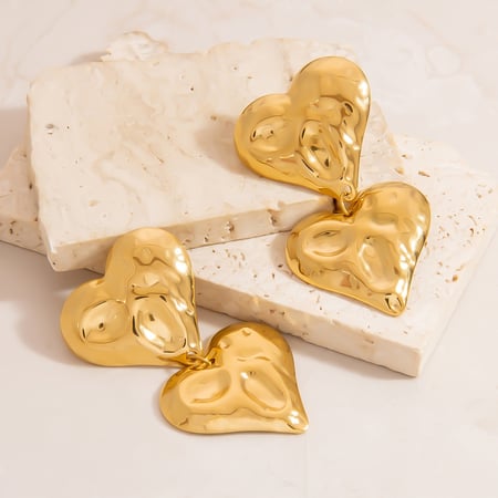 1 Paar romantische Serie Sweet Heart Edelstahl Gold Farbe Damen Tropfen Ohrringe 2