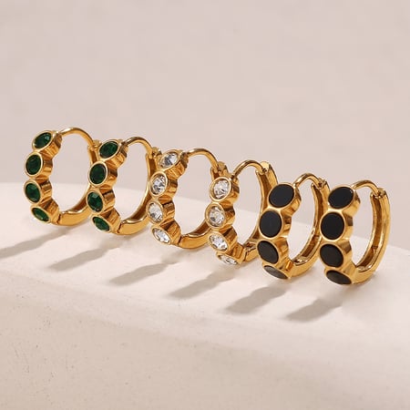 Stainless Steel Gold Color Hoop Earrings 2