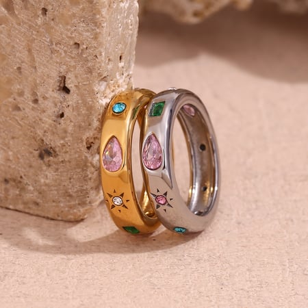 Luxurious Series Daily Mixed Color Stainless Steel Single Rings 2