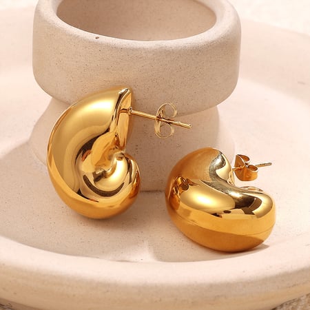 Simple Stainless Steel  Gold Color Stud Earrings 2
