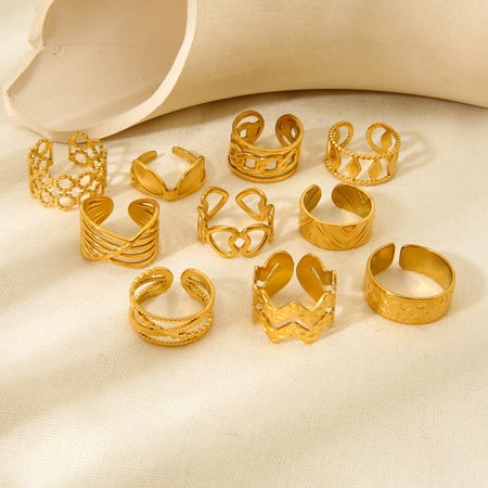 Simple Series Daily Geometric Stainless Steel   Gold Color  Women‘s Rings 2