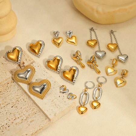 1 Pair Simple Series Daily Mixed Color Stainless Steel   Gold Color  Women's Drop Earrings 2