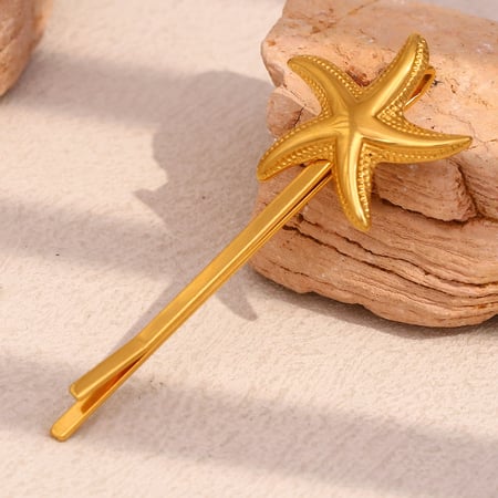 1 Stück Ocean Series – goldfarbene Haarspangen aus Edelstahl im Vintage-Design