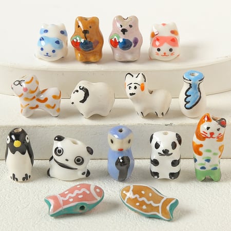 1 Piece Cute Animal Ceramics DIY Jewelry Bead 2