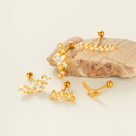 Star Copper Gold Color Piercings Earrings 2