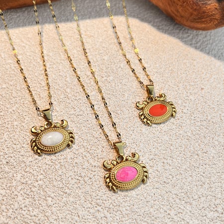Crab Stainless Steel Gold Color Pendant Necklaces 2