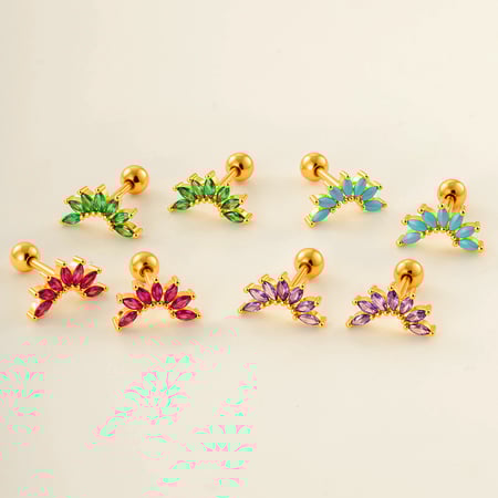 Copper Gold Color Zircon Piercings Earrings