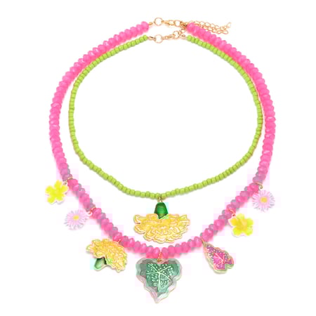 Sweet Flower Alloy Layered Beaded Necklaces 2