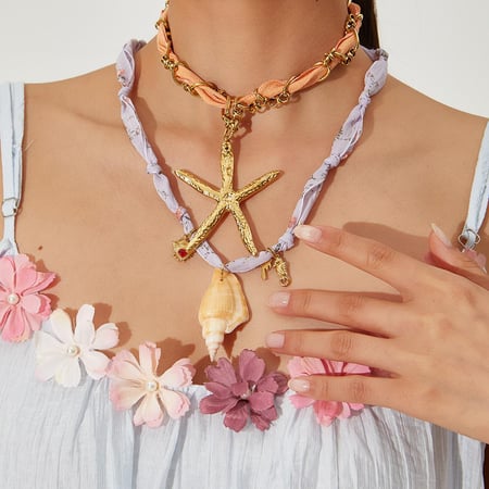 1 Paar Halsketten mit Anhänger „Romantic Series Vacation Turtle“ aus Edelstahl in Goldfarbe für Damen 2