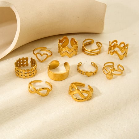 Simple Series Daily Geometric Stainless Steel   Gold Color  Women‘s Rings 2