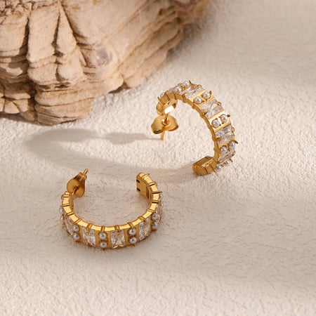 Stainless Steel Gold Color Hoop Earrings