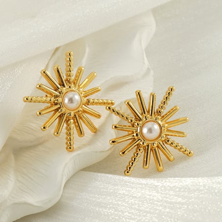 Stainless Steel Gold Color Stud Earrings 2