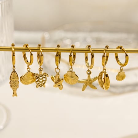 Ocean Series Golden Sea Snail roestvrijstalen damesoorbellen