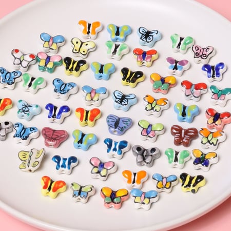 1 Piece Butterfly Ceramics DIY Jewelry Bead 2