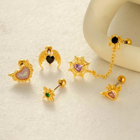 1 Piece Delicate Spider Titanium Steel Zircon Women's Stud Earrings 2
