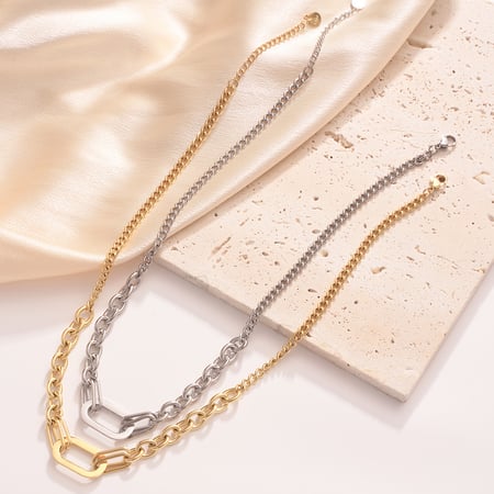 Classic Squircle Chain Stainless Steel Gold Color Women's Chain Necklaces 2