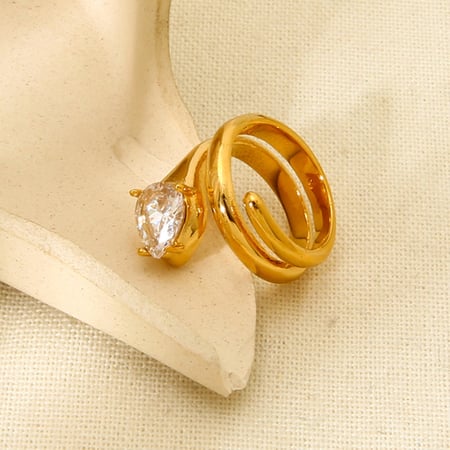 Simple Drop Shaped Stainless Steel Women's Rings 2