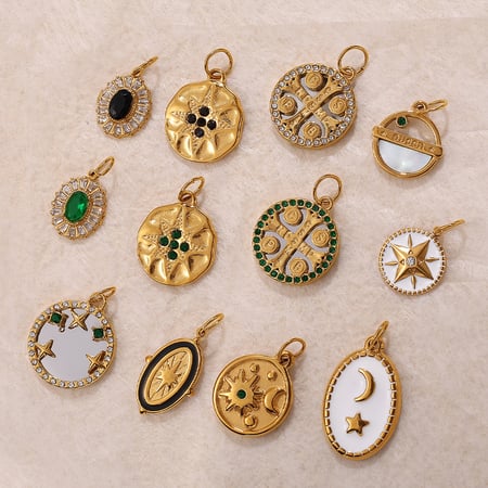 Retro Sun&Moon Stainless Steel Gold Color Pendants 2